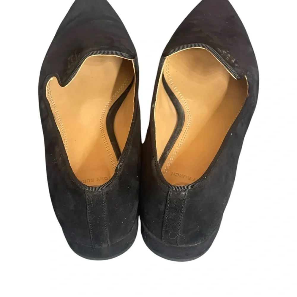 Tory Burch Womens Black Suede Leather Pointed Toe Loafer Flats Size 6.5M